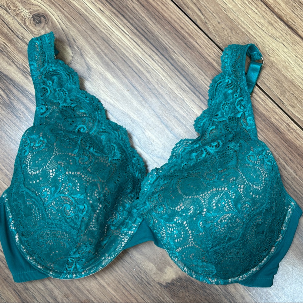 Third Love - 24/7Lace Contour Plunge Bra - Teal 36F